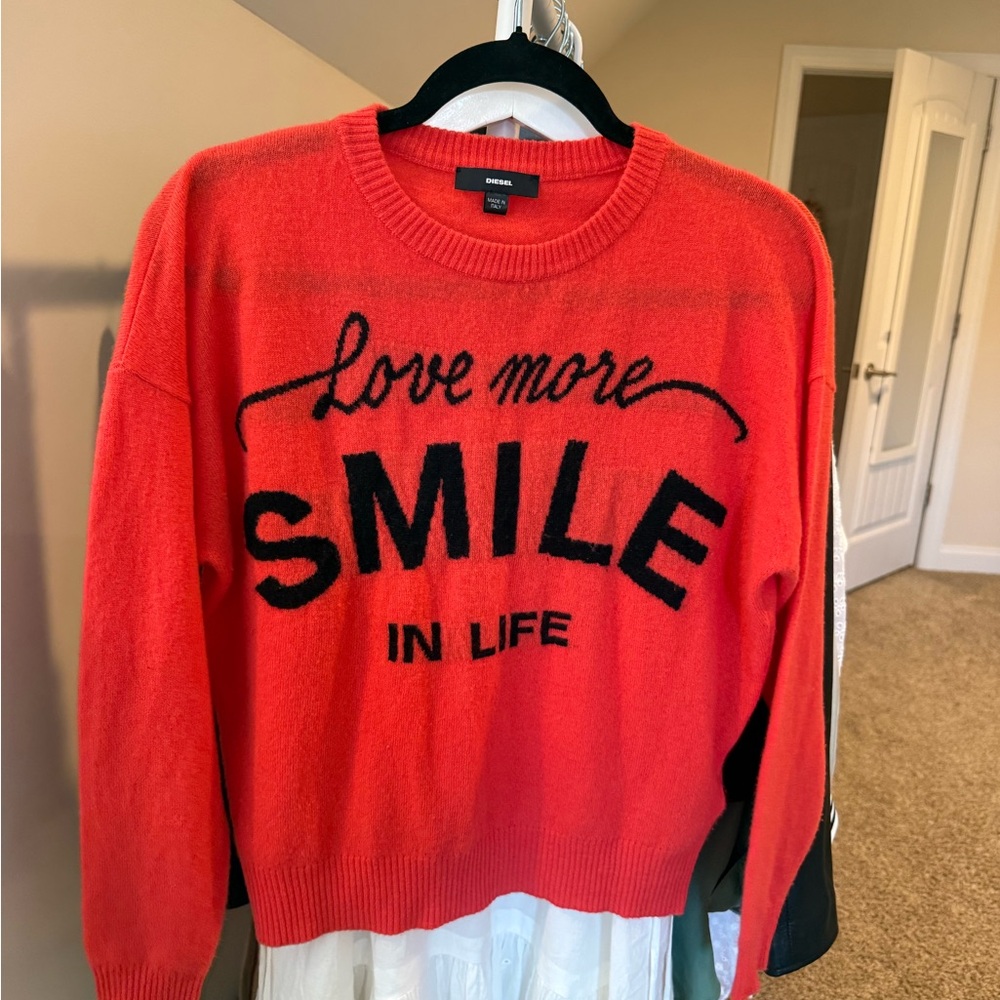 Diesel Red Sweater with Black Smile Design